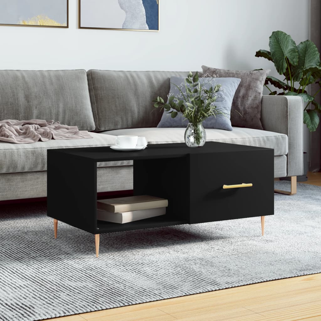 vidaXL Table basse noire 90x50x40 cm Bois d'ingénierie