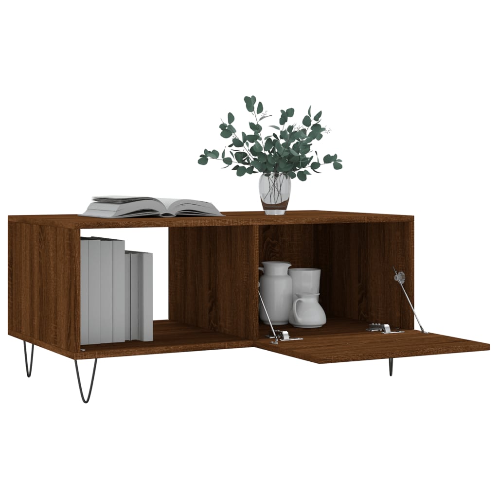vidaXL Table basse marron aspect chêne 90x50x40 cm, bois d'ingénierie
