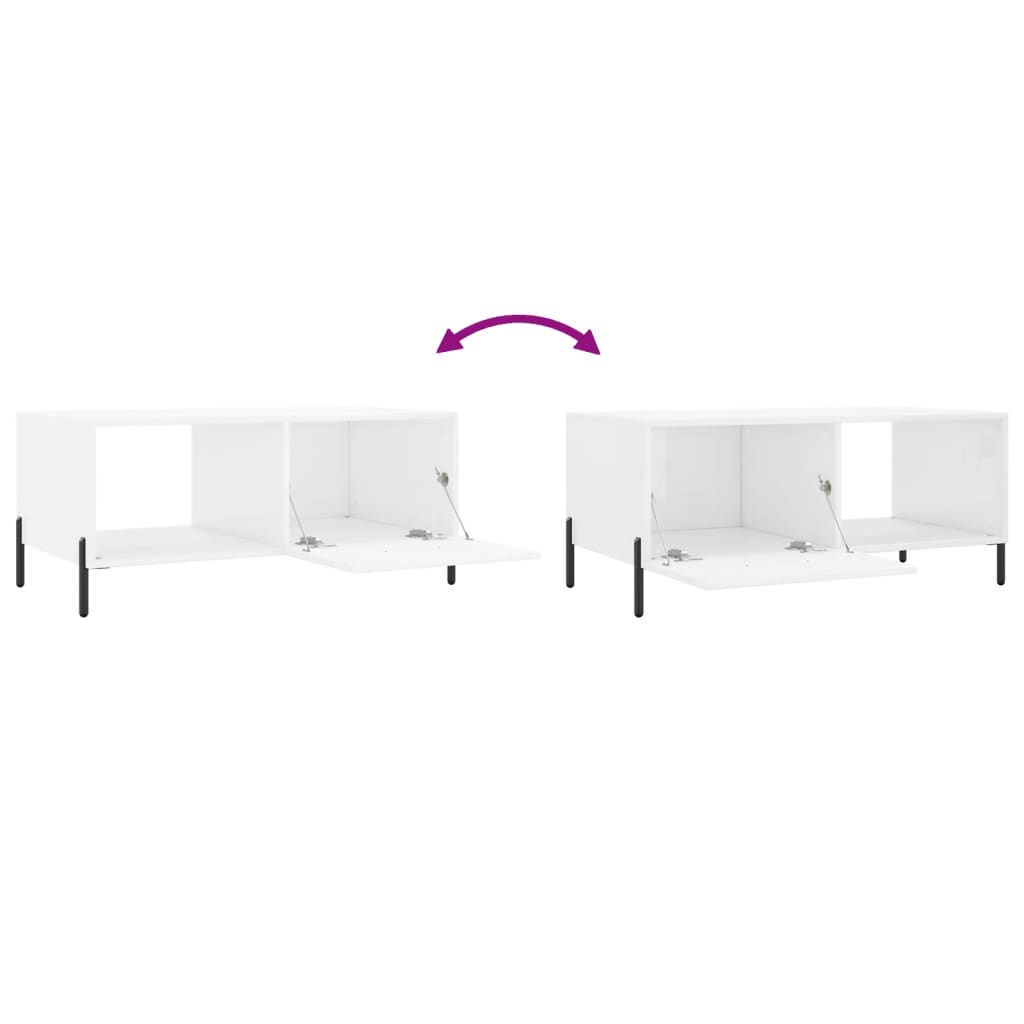 vidaXL Table basse Blanc brillant 90x50x40 cm Bois d'ingénierie