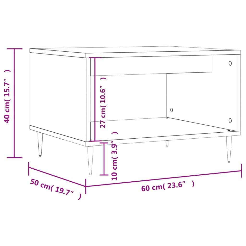vidaXL Table basse gris béton 60x50x40 cm aggloméré