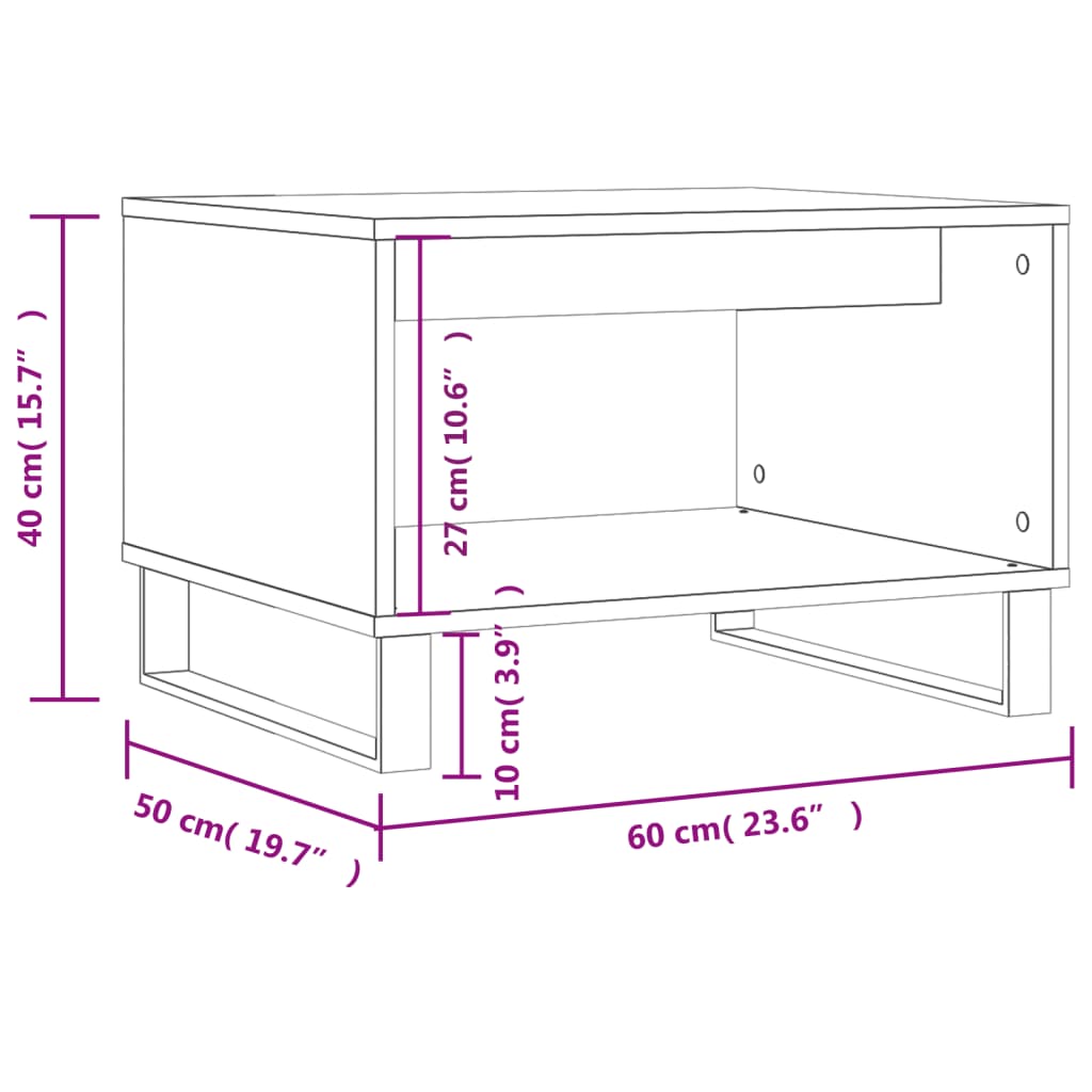 vidaXL Table basse blanche 60x50x40 cm Aggloméré