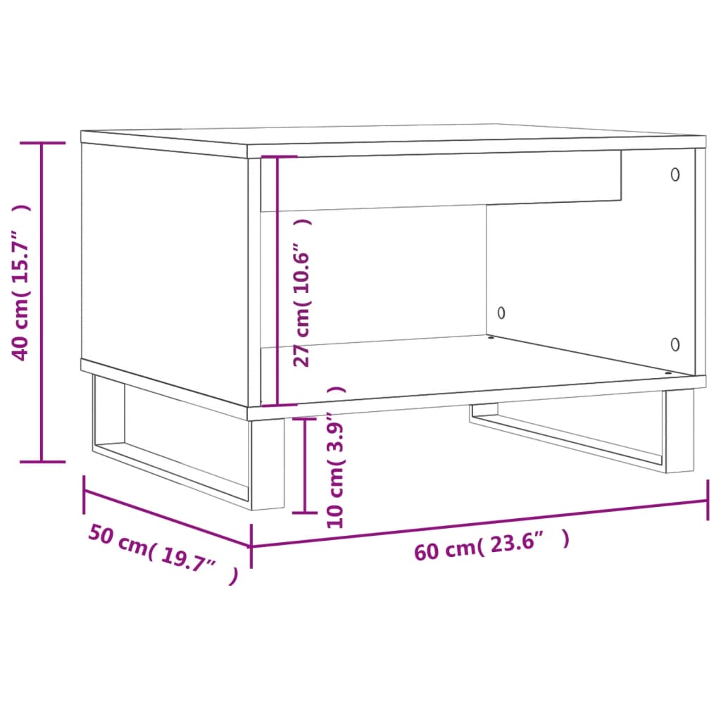 vidaXL Table basse chêne Sonoma 60x50x40 cm aggloméré