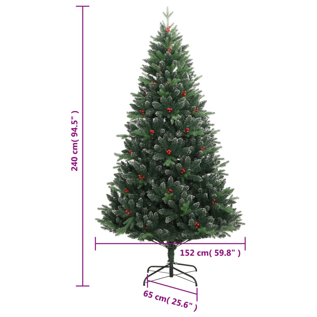 vidaXL Künstlicher Weihnachtsbaum Klappbar mit Roten Beeren 240 cm