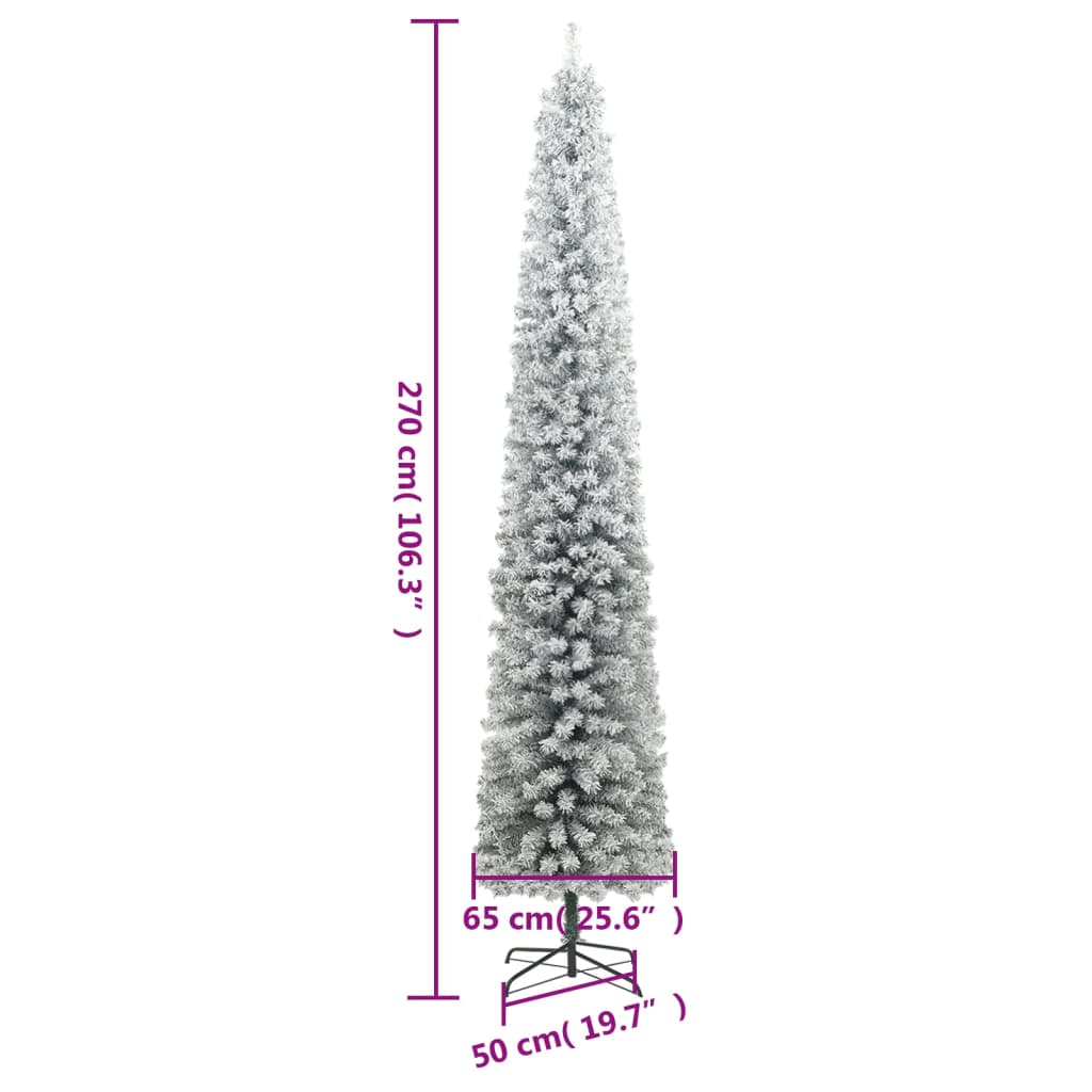 vidaXL Weihnachtsbaum Schlank mit Ständer Beschneit 270 cm PVC
