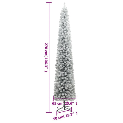 vidaXL Weihnachtsbaum Schlank mit Ständer Beschneit 270 cm PVC