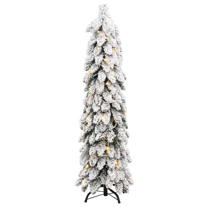 vidaXL Künstlicher Weihnachtsbaum Beleuchtung & Schnee 80 LEDs 150 cm