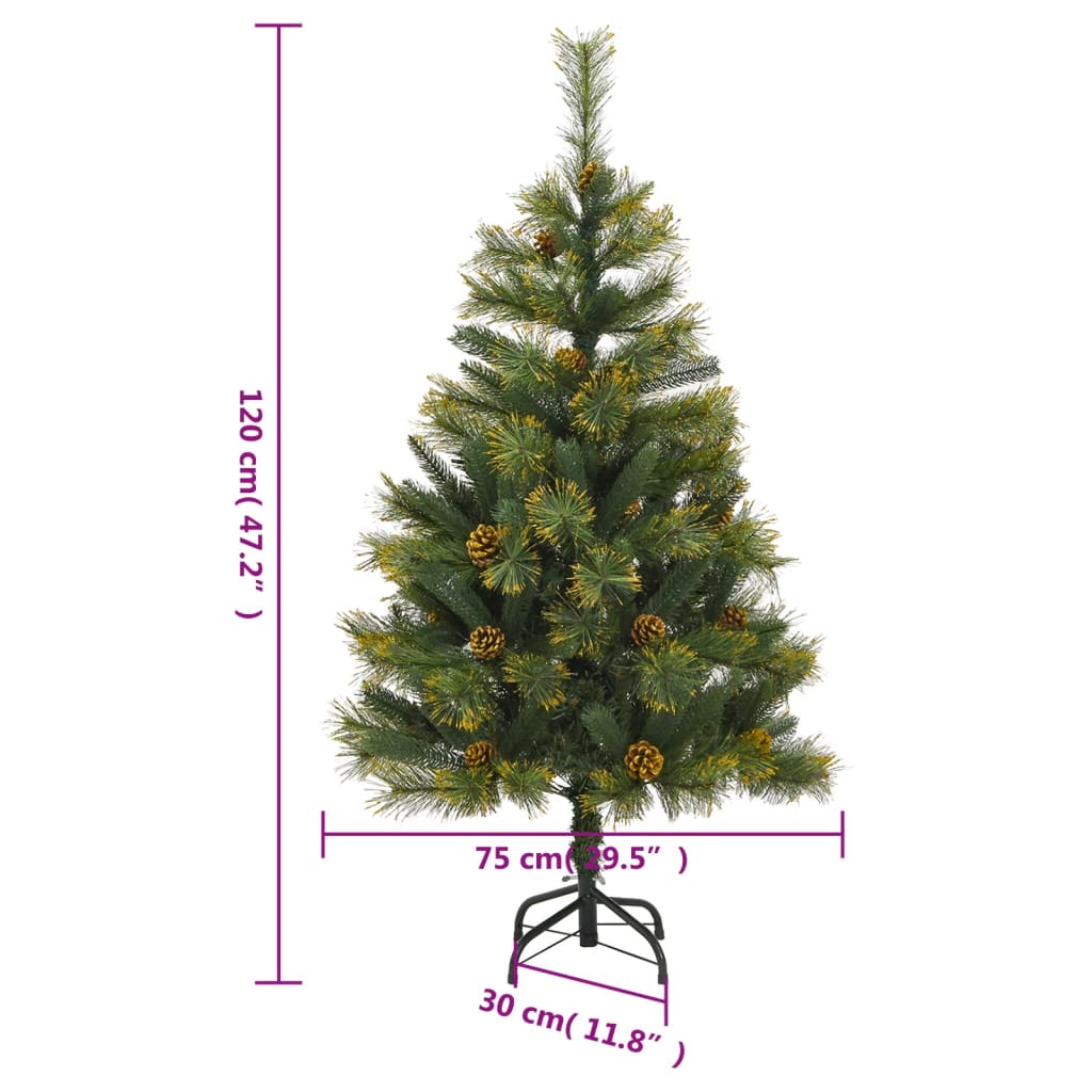 vidaXL Künstlicher Weihnachtsbaum Klappbar mit Zapfen 120 cm