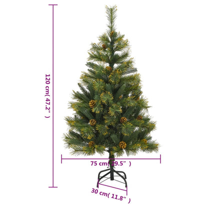 vidaXL Künstlicher Weihnachtsbaum Klappbar mit Zapfen 120 cm