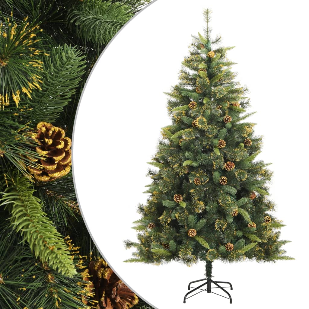 vidaXL Künstlicher Weihnachtsbaum Klappbar mit Zapfen 240 cm