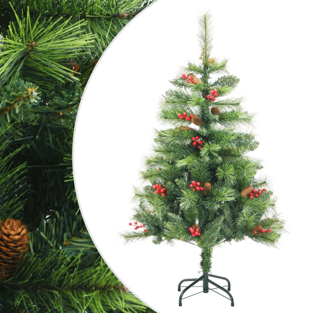 vidaXL Künstlicher Weihnachtsbaum Klappbar mit Zapfen & Beeren 150 cm