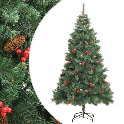 vidaXL Künstlicher Weihnachtsbaum Klappbar mit Zapfen & Beeren 210 cm