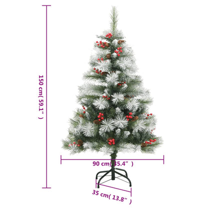 vidaXL Künstlicher Weihnachtsbaum Klappbar mit Zapfen & Beeren 150 cm