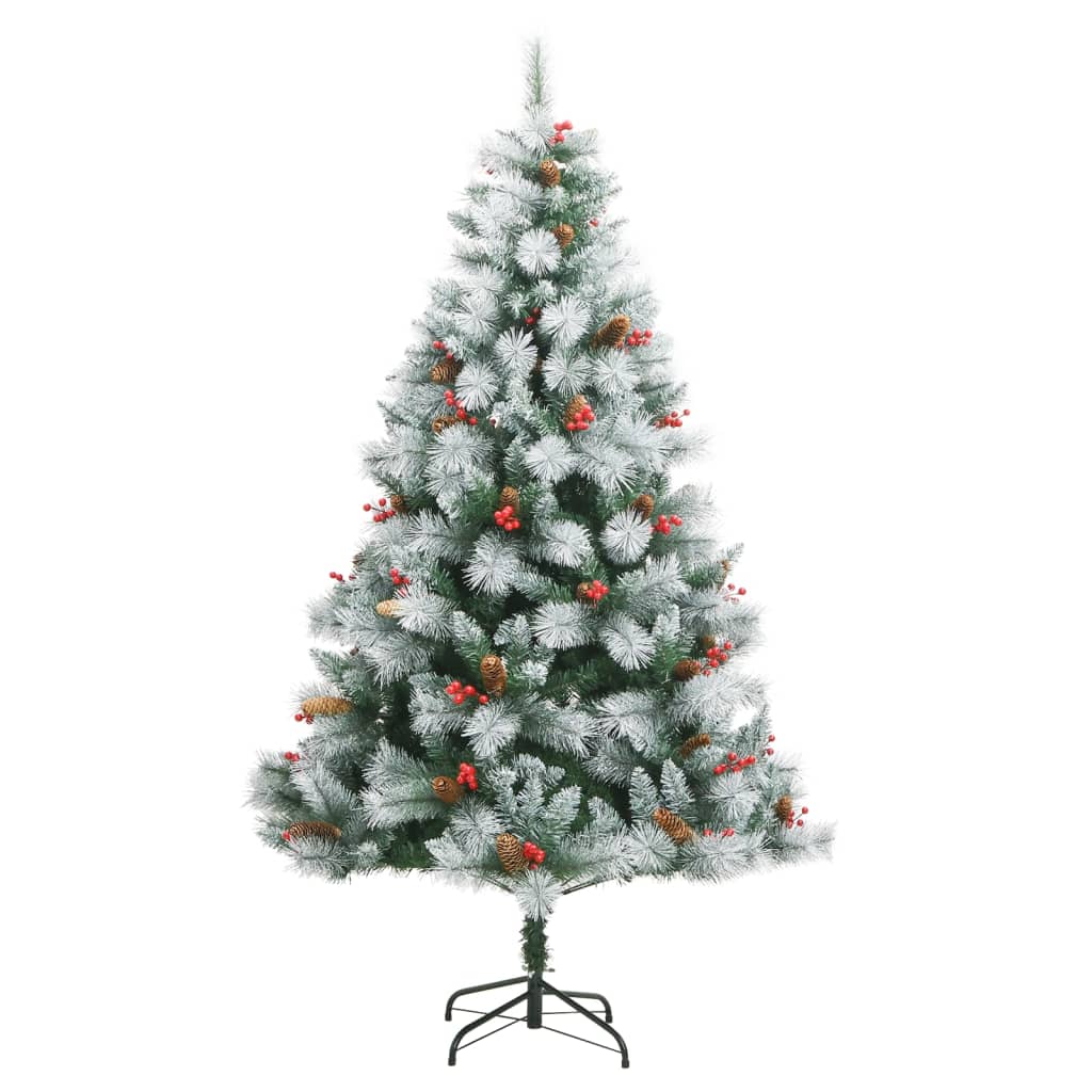 vidaXL Künstlicher Weihnachtsbaum Klappbar mit Zapfen & Beeren 180 cm