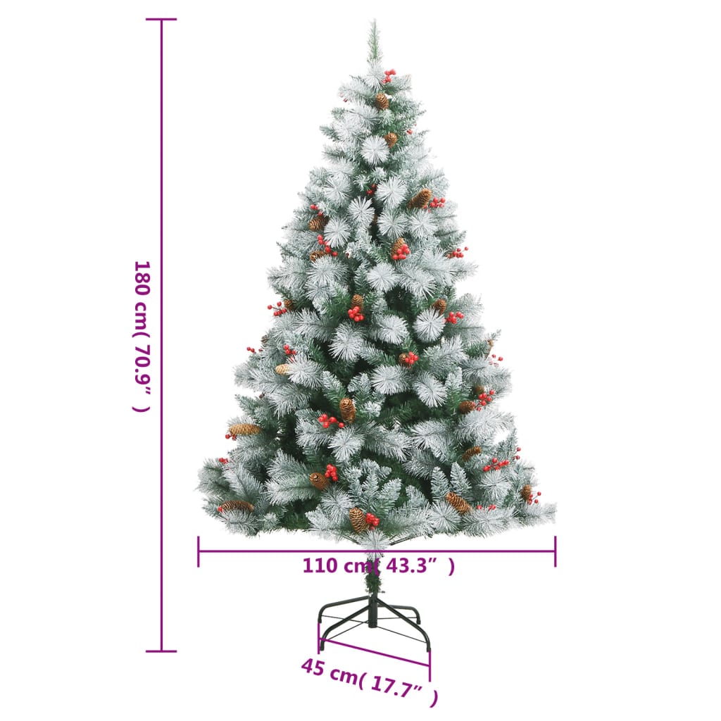 vidaXL Künstlicher Weihnachtsbaum Klappbar mit Zapfen & Beeren 180 cm