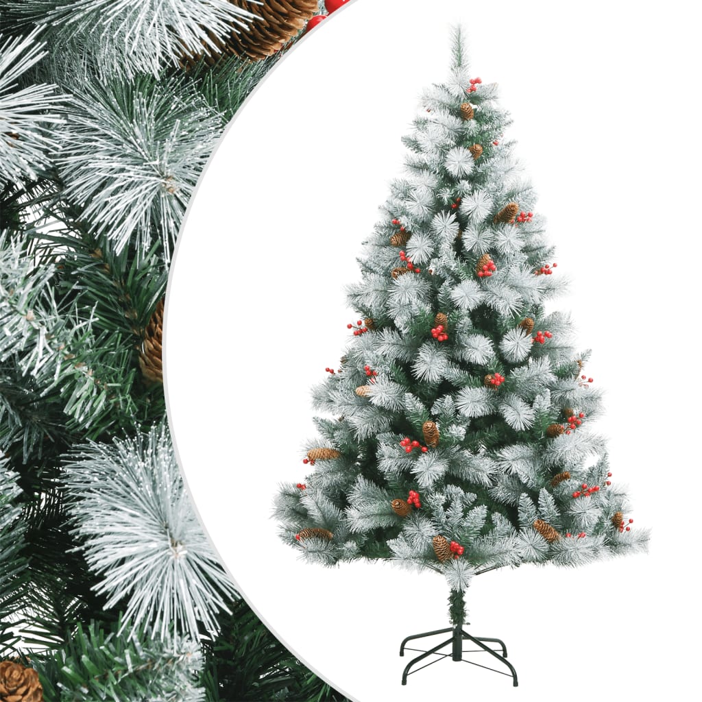 vidaXL Künstlicher Weihnachtsbaum Klappbar mit Zapfen & Beeren 210 cm