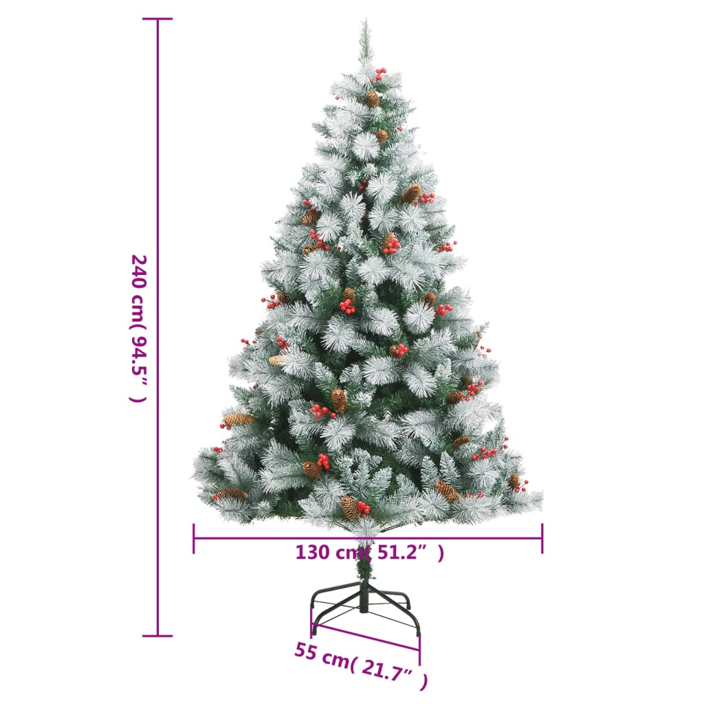 vidaXL Künstlicher Weihnachtsbaum Klappbar mit Zapfen & Beeren 240 cm