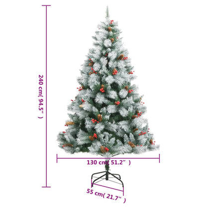 vidaXL Künstlicher Weihnachtsbaum Klappbar mit Zapfen & Beeren 240 cm