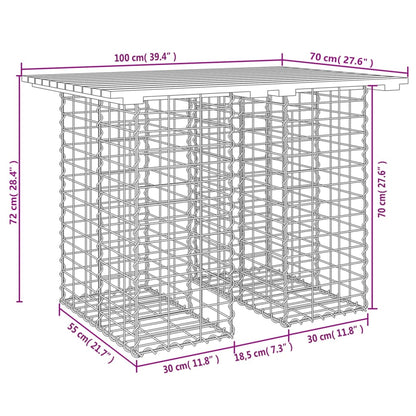 vidaXL Gartentisch aus Gabionen 100x70x72 cm Massivholz Kiefer