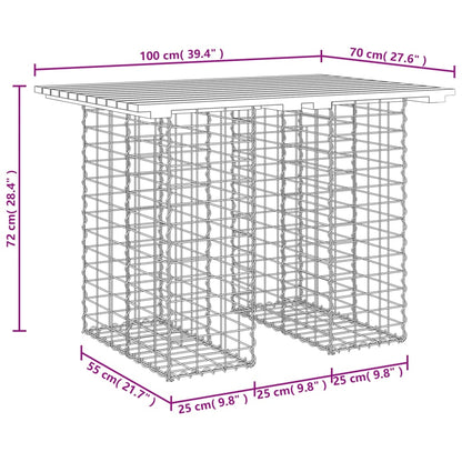 vidaXL Table de jardin en gabions 100x70x72 cm, bois de douglas massif