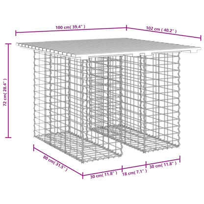 vidaXL Table de jardin en gabions 100x102x72 cm Bois de pin massif