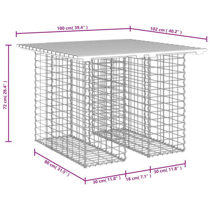 vidaXL Gartentisch aus Gabionen 100x102x72 cm Massivholz Douglasie