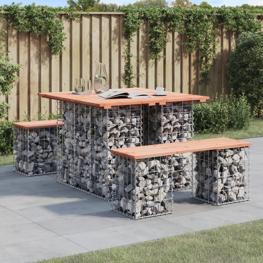 vidaXL Gartentisch aus Gabionen 100x102x72 cm Massivholz Douglasie