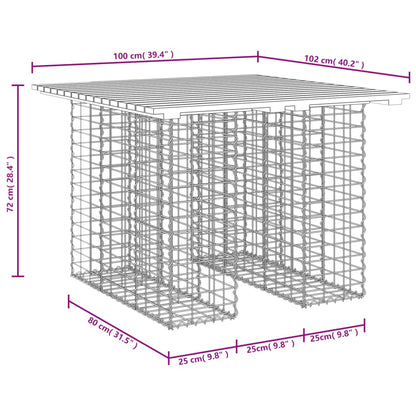 vidaXL Table de jardin en gabion 100x102x72 cm Bois massif douglas