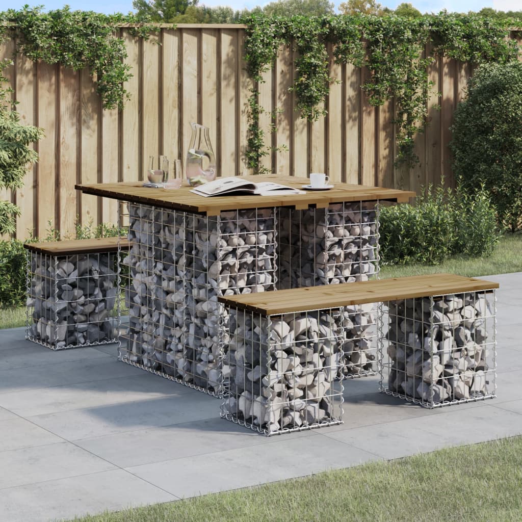vidaXL Table de jardin en gabion 100x102x72 cm Pin imprégné