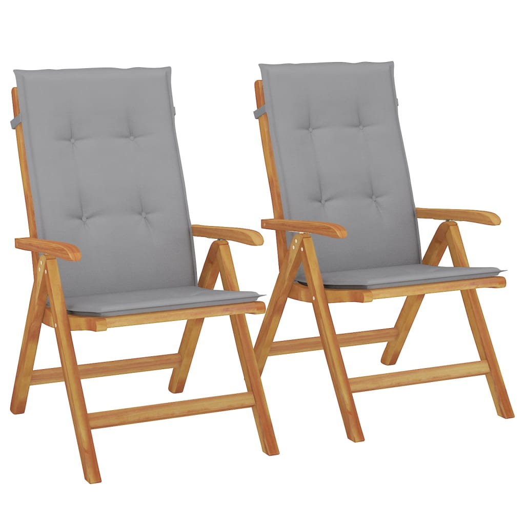 vidaXL Chaises de jardin avec coussins 2 pcs Bois de teck massif