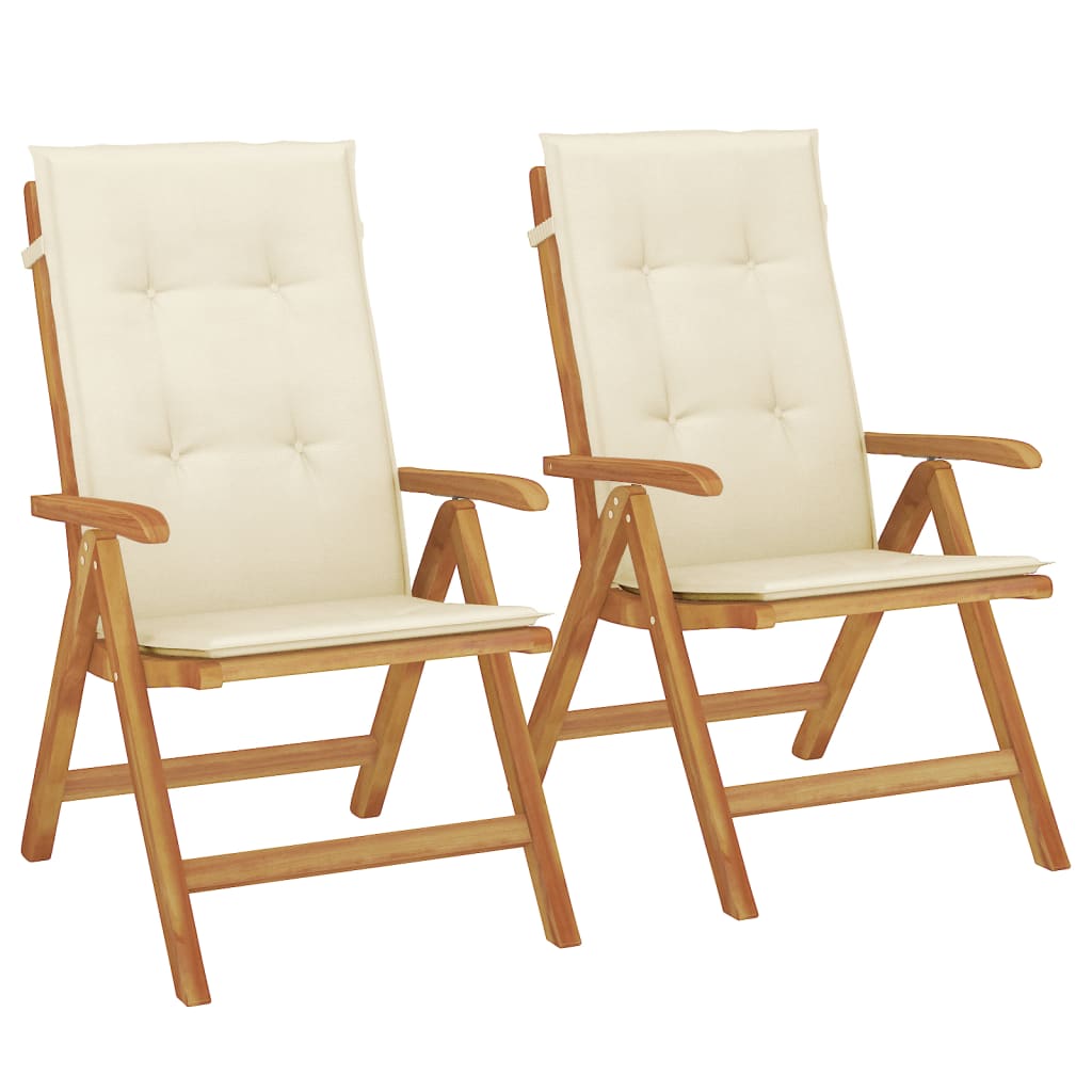 vidaXL Chaises de jardin avec coussins 2 pcs Bois de teck massif