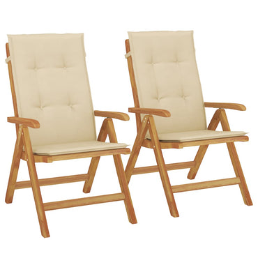vidaXL Gartenstühle mit Kissen 2 Stk. Massivholz Teak