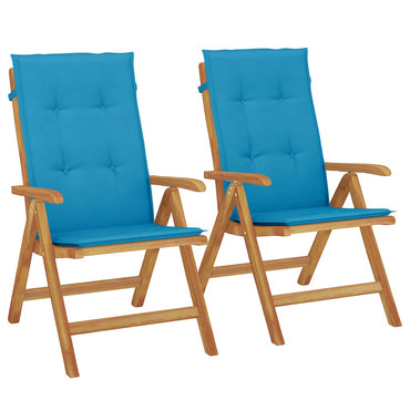 vidaXL Chaises de jardin avec coussins 2 pcs Bois de teck massif