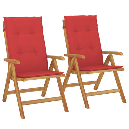 vidaXL Gartenstühle mit Kissen 2 Stk. Massivholz Teak
