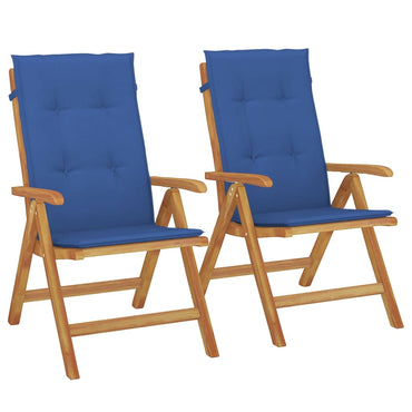 vidaXL Gartenstühle mit Kissen 2 Stk. Massivholz Teak