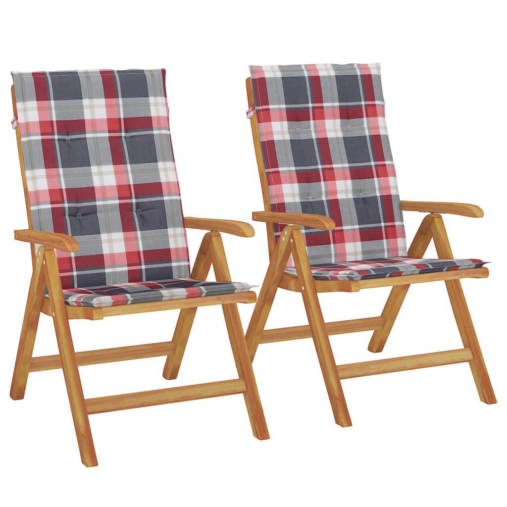 vidaXL Chaises de jardin avec coussins 2 pcs Bois de teck massif