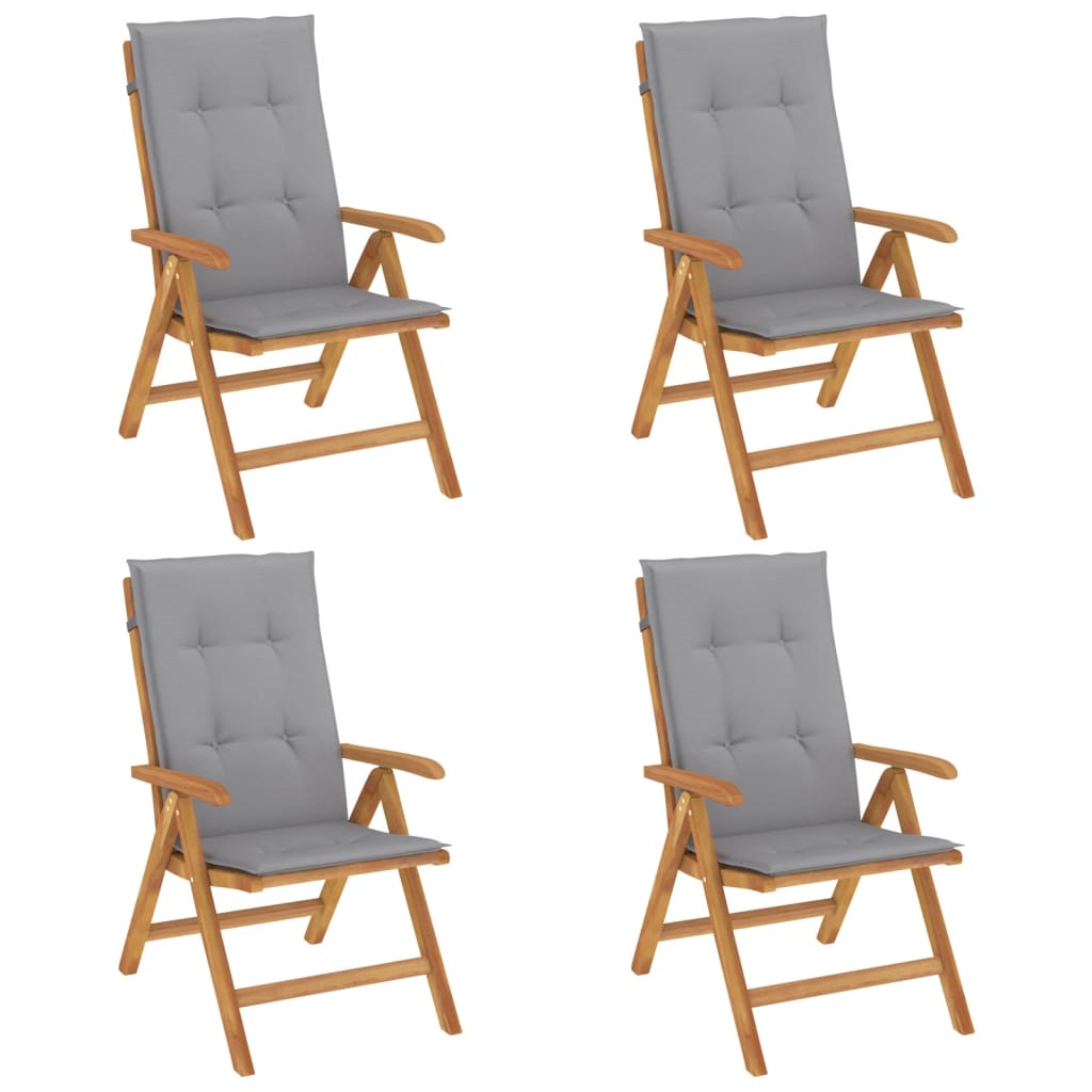 vidaXL Chaises de jardin avec coussins 4 pcs Bois de teck massif