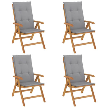 vidaXL Chaises de jardin avec coussins 4 pcs Bois de teck massif