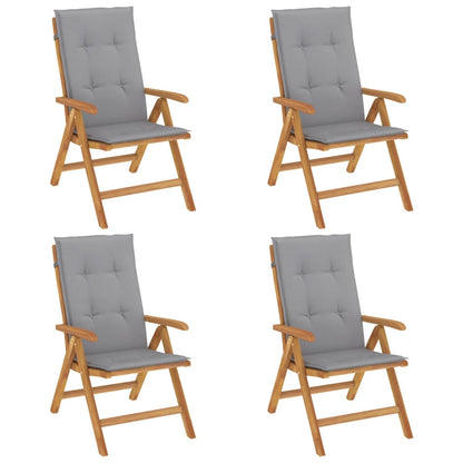 vidaXL Chaises de jardin avec coussins 4 pcs Bois de teck massif