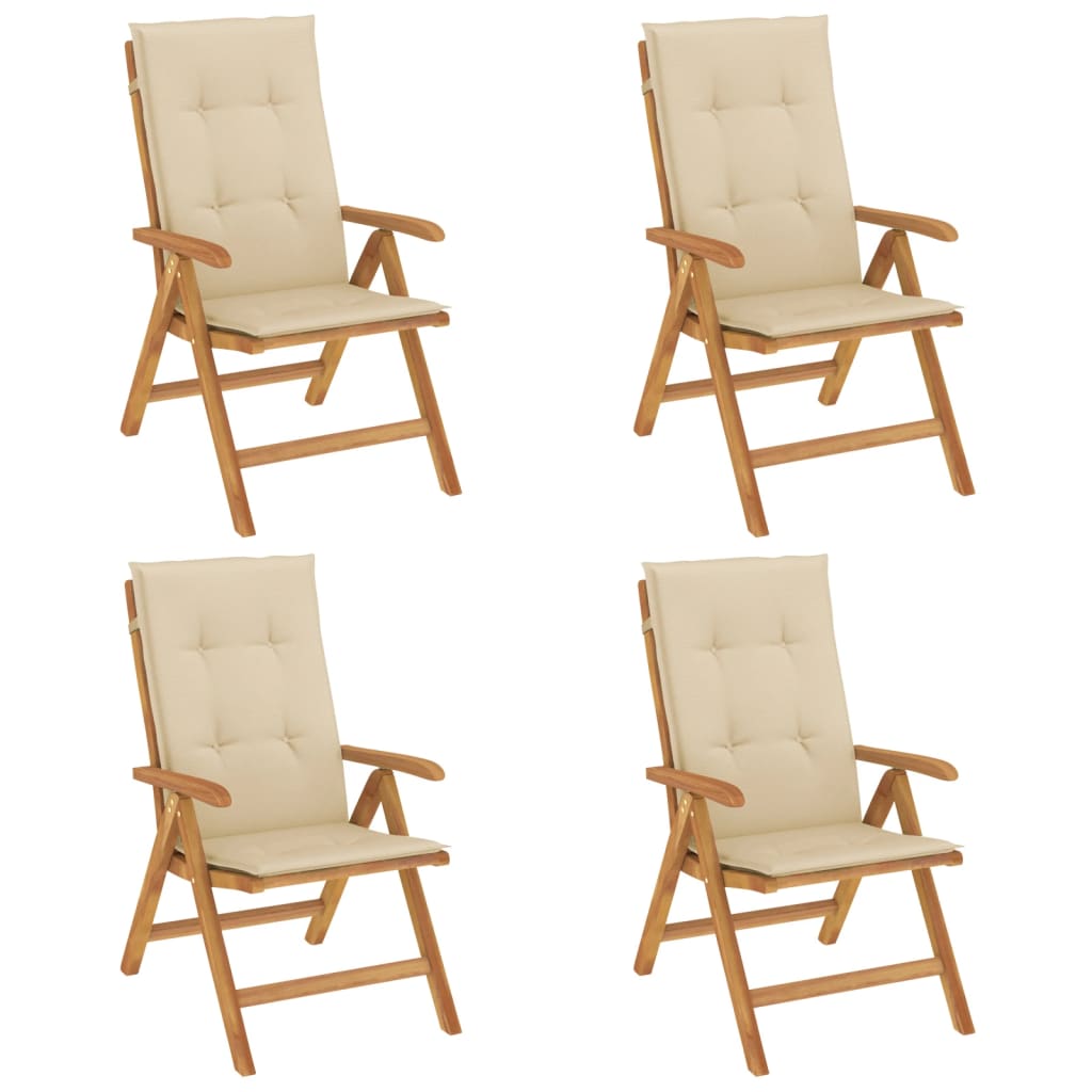 vidaXL Chaises de jardin avec coussins 4 pcs Bois de teck massif