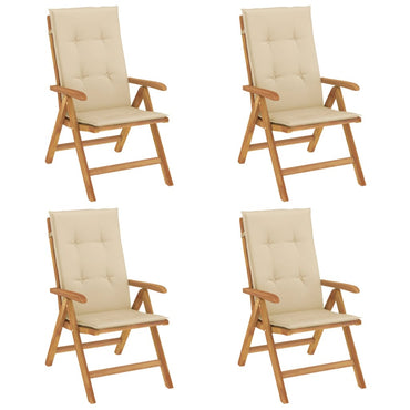vidaXL Chaises de jardin avec coussins 4 pcs Bois de teck massif