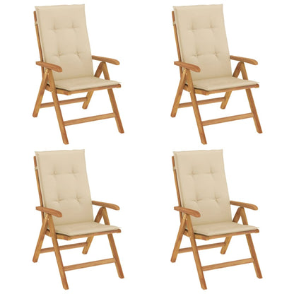 vidaXL Chaises de jardin avec coussins 4 pcs Bois de teck massif