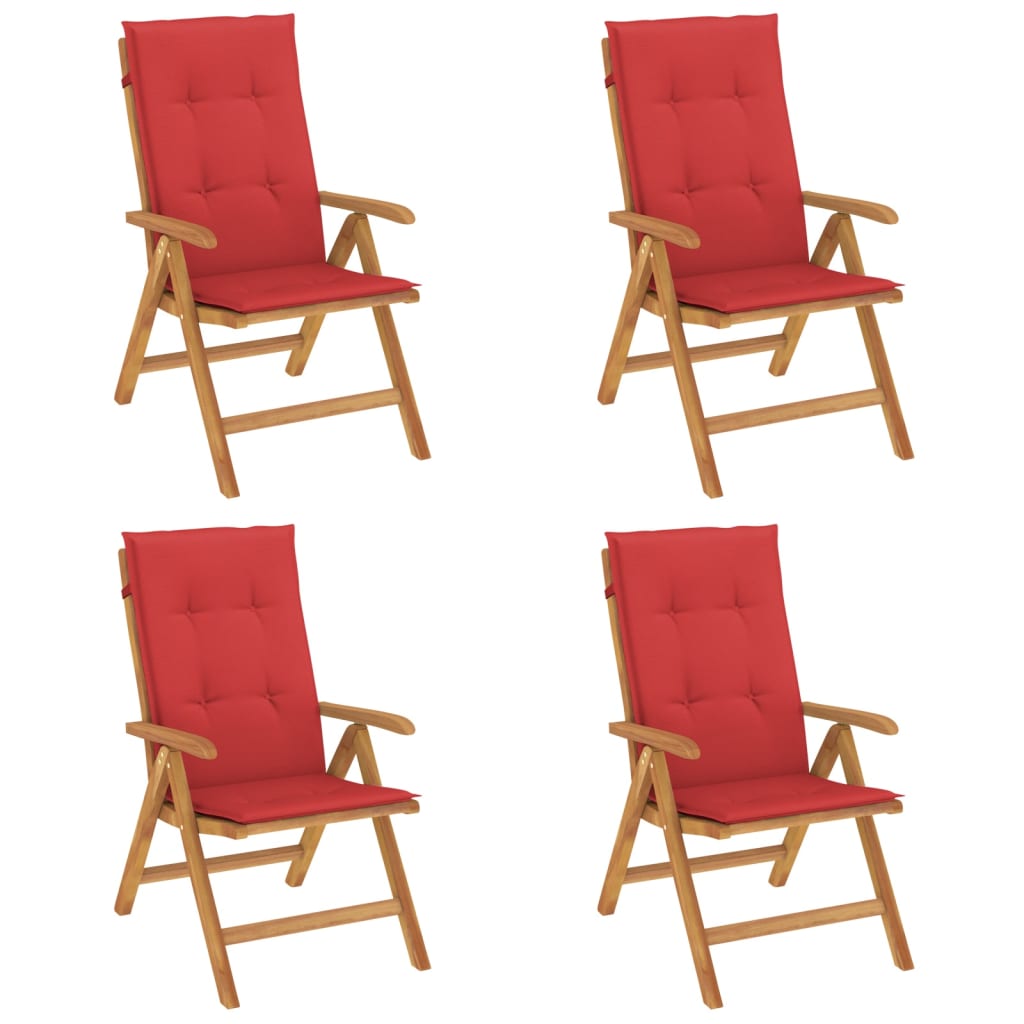 vidaXL Chaises de jardin avec coussins 4 pcs Bois de teck massif