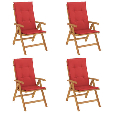 vidaXL Chaises de jardin avec coussins 4 pcs Bois de teck massif
