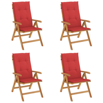 vidaXL Chaises de jardin avec coussins 4 pcs Bois de teck massif