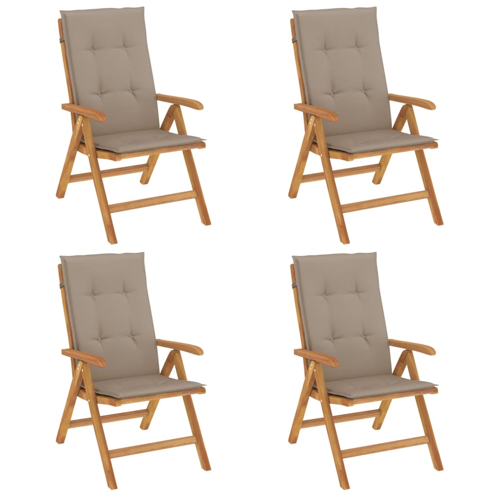 vidaXL Chaises de jardin avec coussins 4 pcs Bois de teck massif