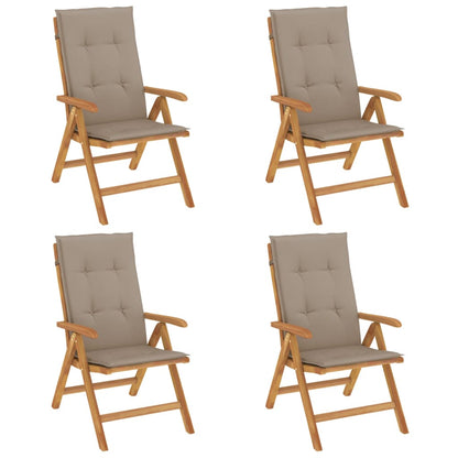 vidaXL Chaises de jardin avec coussins 4 pcs Bois de teck massif