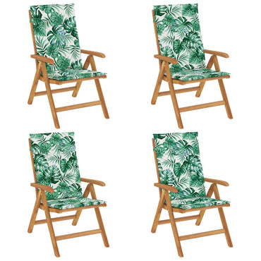 vidaXL Chaises de jardin avec coussins 4 pcs Bois de teck massif