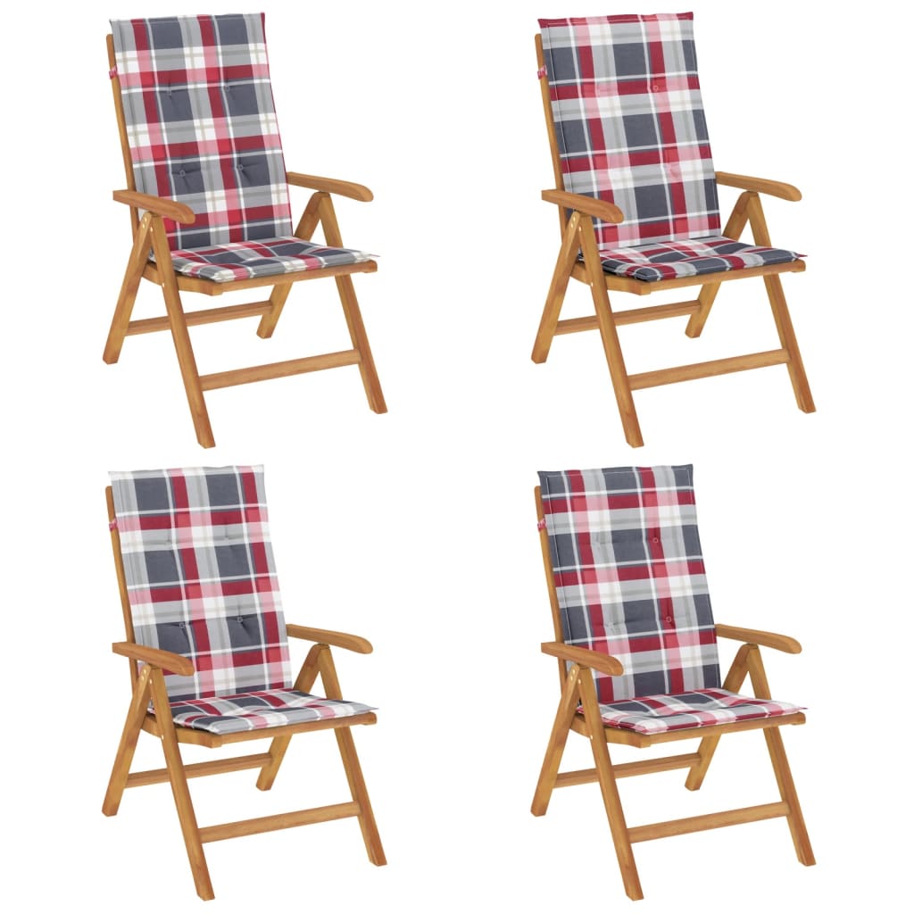 vidaXL Gartenstühle mit Kissen 4 Stk. Massivholz Teak