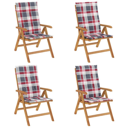 vidaXL Gartenstühle mit Kissen 4 Stk. Massivholz Teak