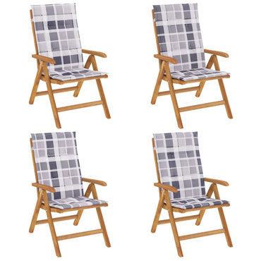 vidaXL Chaises de jardin avec coussins 4 pcs Bois de teck massif